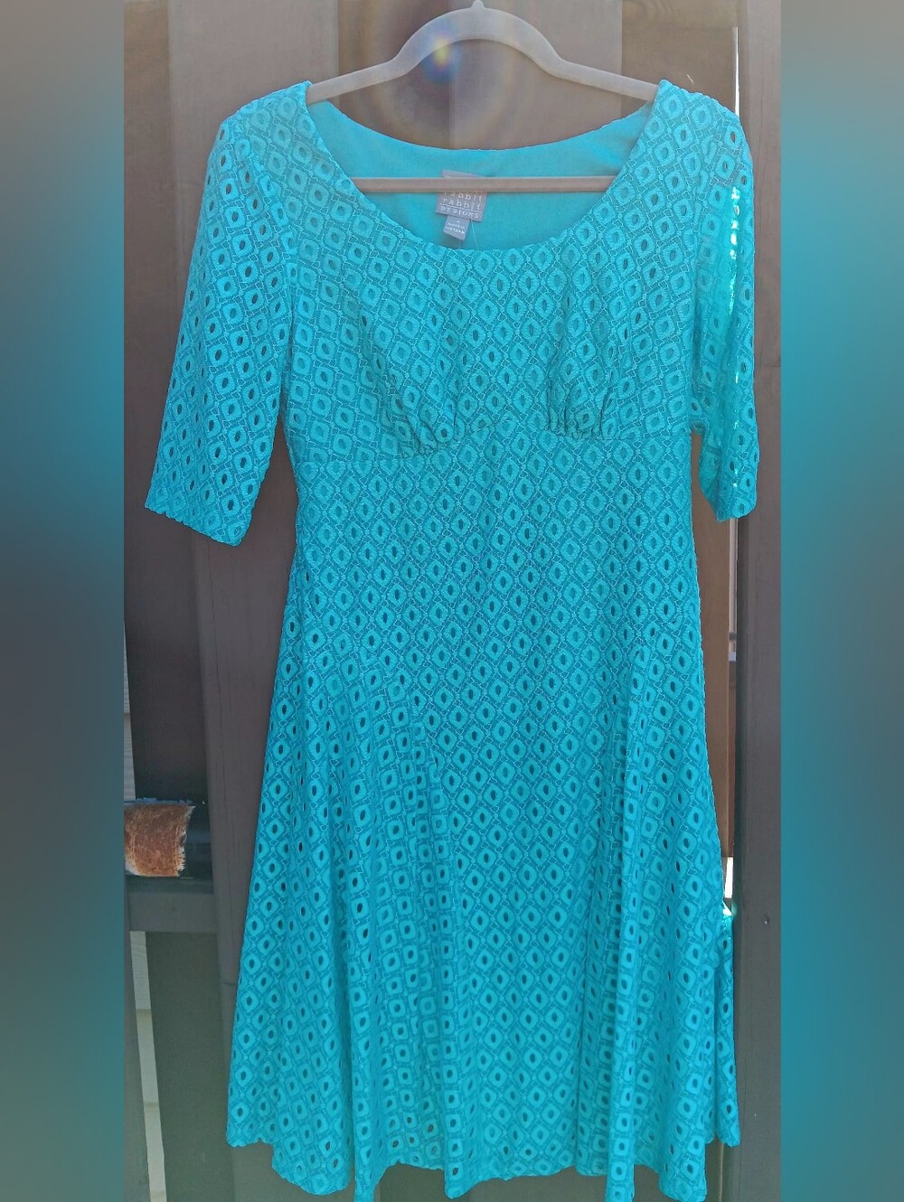 Rabbit Rabbit Rabbit Turquoise Eyelet Knee-length Dress
